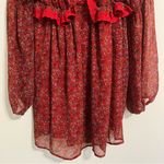 Free People  Dress Pennie Babydoll Mini Red Floral Chiffon Boho Open Back… Photo 3