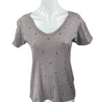 J.Crew Women's Tan Short Sleeve Jeweled Beaded Embellished Tee T Photo 0