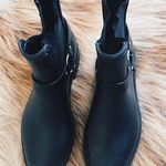Bernardo Zoe Rain Boot Lug Sole Chelsea Rubber Ankle Bootie in Black Photo 1
