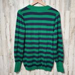 Polo Jeans Company Ralph Lauren Striped V Neck Sweater Green Navy Women's XL Photo 3