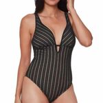 Bar III Plunging Crochet One-Piece Swimsuit Black Size Large Photo 6