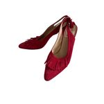 TODD OLDHAM Vintage Red Suede Slingback Heels Size 37.5 Photo 1