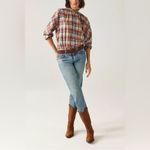 Ba&sh  Womens Medium Betsy Ruffled Plaid Button Down Shirt Beige Multi Check Fall Photo 13