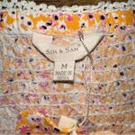 Sim & Sam Top Womens Medium Orange Ditsy Floral Smocked Ruffle Crop Y2K Boho NEW Photo 1