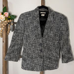 Michael Kors  Black White Tweed Blazer Jacket Three Button Pocketed Size 6 Photo 0
