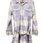Sanctuary Brushed Plaid Shirtdress with Waist Tie in Wisteria Check size M NWT Photo 5