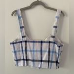 Red Carter Linen Meet & Greet Gingham Crop Top Blue & White Size Small Photo 3