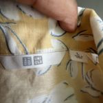 Uniqlo Yellow Floral  Button-Up Top Linen Blend Feminine Beachy Tropical Large Photo 11