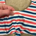 Bikini Top Teal Red/Pink White Stripe Women Small Photo 2