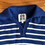 Kerri Rosenthal Striped Heart Polo Nautical Blue White Sweater Women’s Size S Photo 2