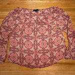 Sanctuary  Boho Peasant Top Large | Burgundy Orange Paisley‎ Fall Blouse Photo 0