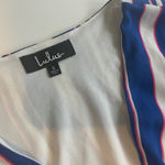 Lulus  Romper Royal Blue hot pink white wide 3/4 Sleeves size Small Aesthetic eye catching  Photo 16