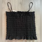 Treasure & Bond  Black Smocked Tie Cropped Cami size Small Photo 7