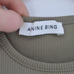 ANINE BING Morgan Rib Tank Tank Khaki Green Womens M High Neck Racerback Stretch Photo 4