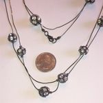 Gunmetal Gray Dark Metal CZ Rhinestone Ball Beaded Chain Boho Necklace Photo 4