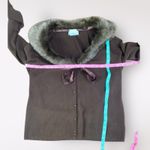 White Stag  Vintage Brown Faux Fur V Neck Sweater Size L‎ y2k Indie neutral Photo 3