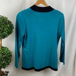 Misook  Teal Blue & Black Long Sleeve Button Front Cardigan Sweater M Photo 1
