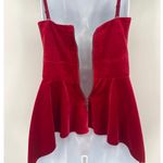 Guess  Velvet Bustier Top Sz S Red Holiday Peplum Holiday Y2K Glam Corset Party Photo 6