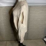 BLANK NYC [] Beige Crew Neck Cable Knit‎ Cut Out Cold Shoulder Sweater Size Large Photo 3