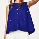ZARA Pre- loved - - Royal Blue and pearls blouse -xsmall Photo 1