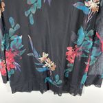 Chico's Semi Sheer Shirt Sweater Black 2/XL Button Up Lined Floral Colorful Photo 7