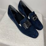 Ros Hommerson Treasure Navy Blue Suede Pumps Loafers with Silver Accent 7 Photo 3