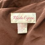 Vintage Rhoda Lynne 100% Silk Woven Fringe Brown Button Down Blouse Size Medium Photo 5