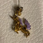 None Gold Unicorn Pegasus Earrings Purple Wings Fantasy Dangle Jewelry Photo 0