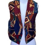 WRAPS Vintage Southwestern Western Patchwork Open Vest Size Medium Blue Photo 0