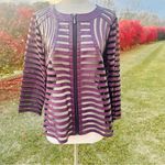 Chico's Travelers Purple Faux Leather Stripe Mesh Zip-Front Jacket Photo 10