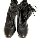 Pour La Victoire  Size 7.5 Black Soft Leather Tie Ankle Sock Ankle Bootie Photo 2