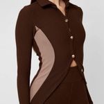 Maniere De Voir NWOT  Ribbed long line cardigan and pants brown set size 6 Photo 2