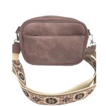 CLUCI PU Leather Crossbody Bag Mauve with Wide Boho Strap – Vegan Leather NWOT Pink Photo 1