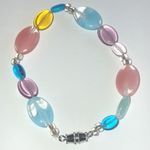 Blue Purple Yellow Pastel Glass Beads Beaded Boho Bracelet Photo 1
