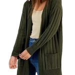 Hippie Rose  Olive ribbed open front cardigan Photo 0