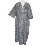 Casual Nights 3X Plus Size Black White Seersucker Zipper Maxi House Dress Robe Photo 1