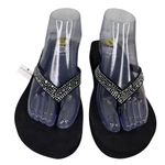 Yellow Box  Rhinestone Flip Flop Sandal 9 Black Leather Upper New Photo 8