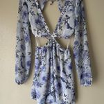 White Fox Boutique White Fox French Riviera Blue Floral Cutout Mini Dress Size Medium Photo 1