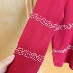 Liz Claiborne Red Knit Turleneck Sweater Festive Braided Detail Women XL Photo 3