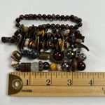 None Handmade Beaded Bracelet Trio Tribal Browns Earth Tones Mixed Materials Photo 7