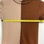 Rue 21 Two tone stitched baby doll T-shirt brown and tan cropped top Photo 2