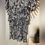 🦋 Tyler Boe Wpmens Butterfly Print Silk Ruffle Midi Dress Wedding Guest Boho Black Size 6 Photo 6