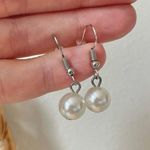 Pearl Silver Dangle Earring Vintage “Lyric” Classic Simple Elegant Feminine Jewelry White Photo 7