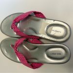 Lands' End Women’s Sandals Size 8B Silver Pink Polka Dot Thong Flip Flop Photo 11