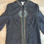 Sarah Spencer Black Linen Beaded Blazer Women’s 12 Shirt Boho Photo 11