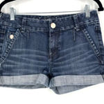 EXPRESS Women’s Mid Rise Dark Wash Cuffed Denim Shorts Size 0 Photo 0