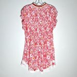 Poupette St. Barth Sz S Sasha Mini Dress in Orange Mid 70s Garden Floral Photo 5