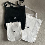 Lululemon  Tote Bags Set Black White Reusable Shopping Bag Set of 3 Photo 0