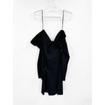 STAUD Josee Dress In Black Off Shoulder Fur Trim Mini Dress Size L NWOT Photo 5