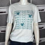 Happiest Place On Earth Distressed Graphic Tee Size Small White Photo 0